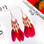 Bohemian Feather Tassel Earrings