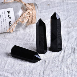 Natural Rock Obsidian Hexagonal Column Crystal Point