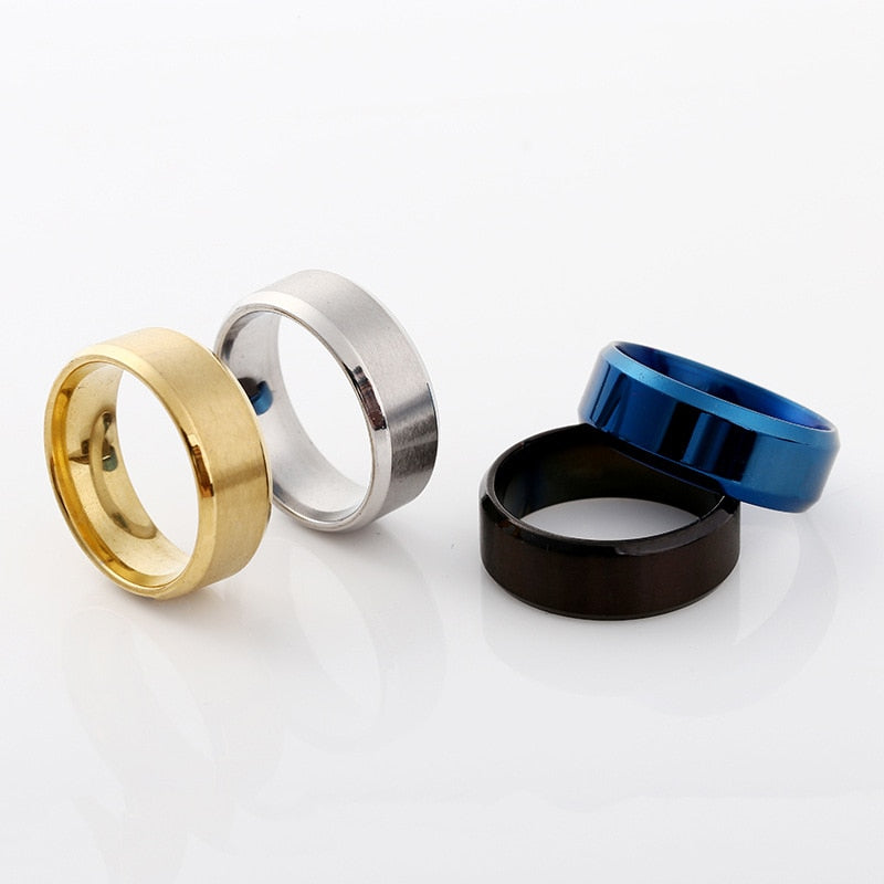 8mm Matt Stainless Steel Simple Design Plain Rings
