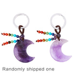 Natural Stone 7 Chakra Keychain Healing Moon Star