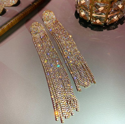 Exaggerated Crystal Geometric Flower Stud Earrings