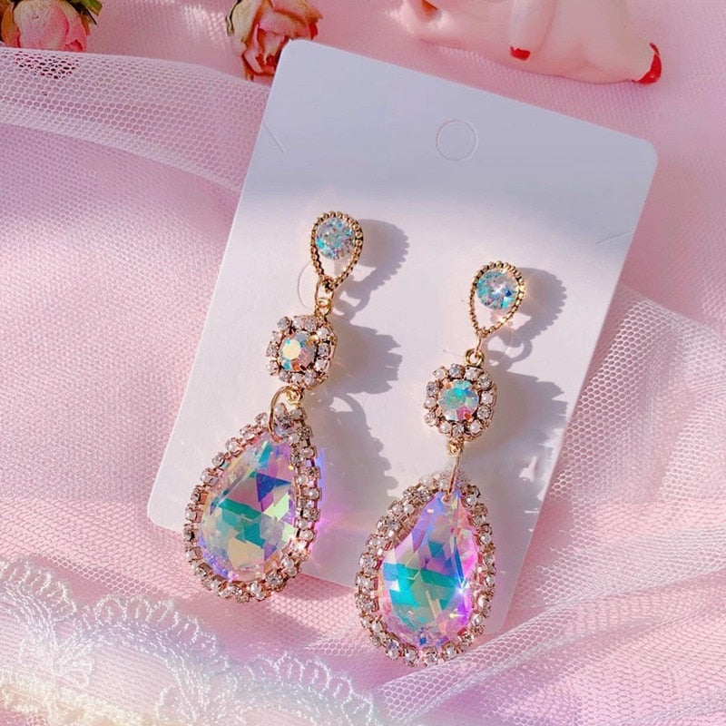 Waterdrop Crystal Temperament Dangle Earrings