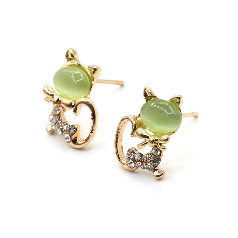 Luxury Gold Color Colorful Crystal Bow Stud Earrings