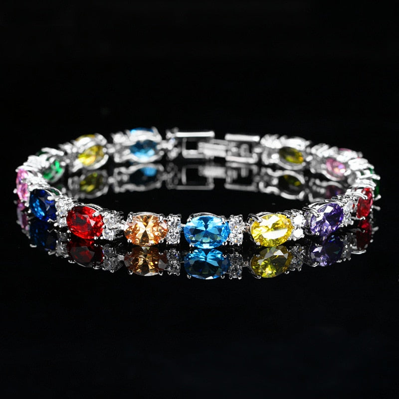 Gemstone Bangle Charm Bracelet