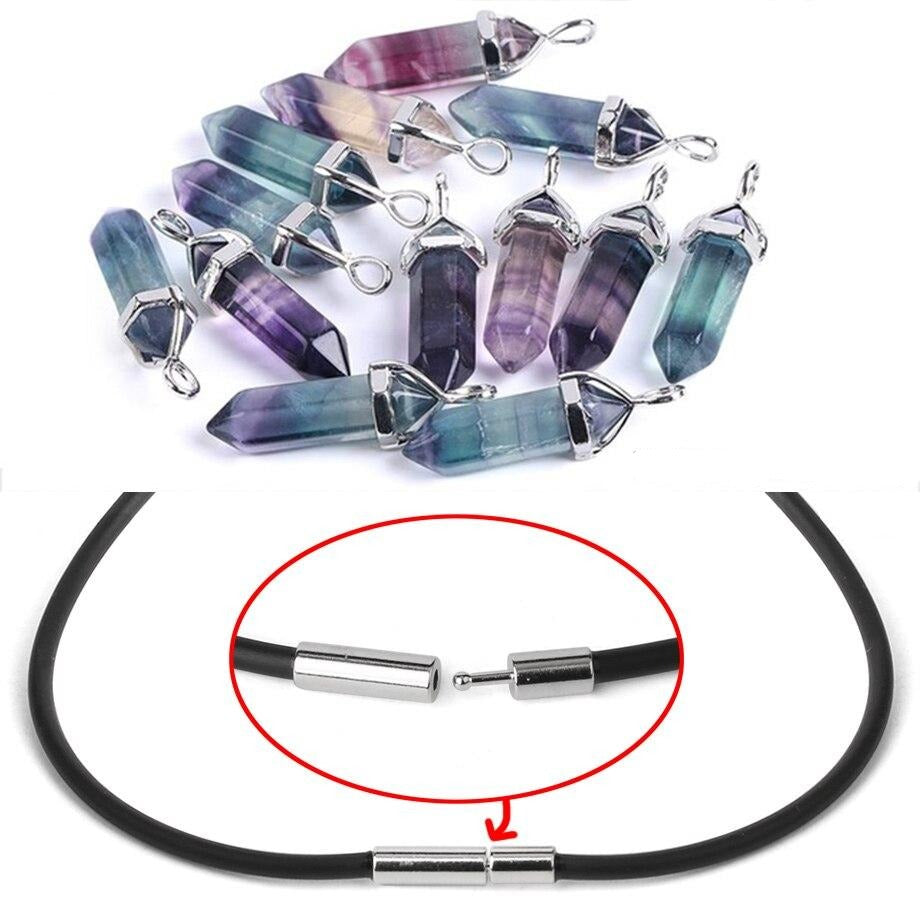 Crystal Pendants Suspension Natural Gem Stone Fluorite Necklaces