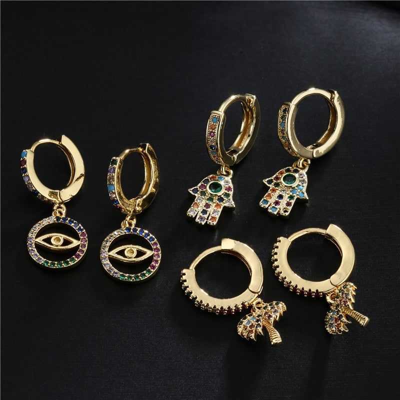 Colorful Shining Crystal Geometric Earrings