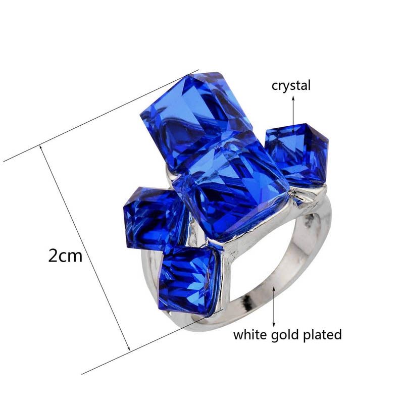 Luxury Multicolor Square Cube Crystal Rings