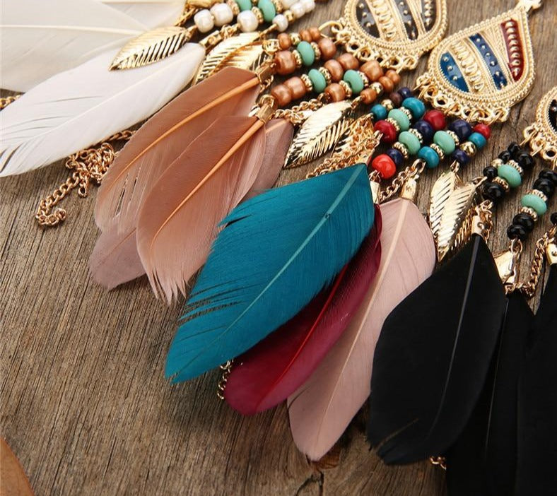 Fringed water drops earrings