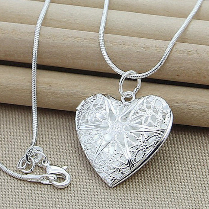 925 Sterling Silver Photo Frame Pendant Necklace