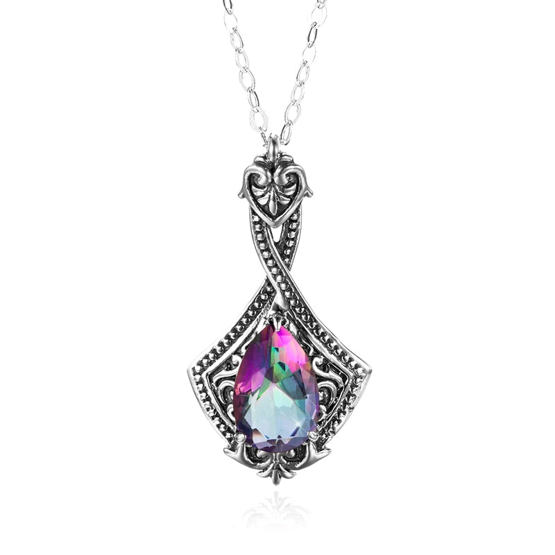 925 Silver Pendant Vintage Gemstone Pendant Necklace