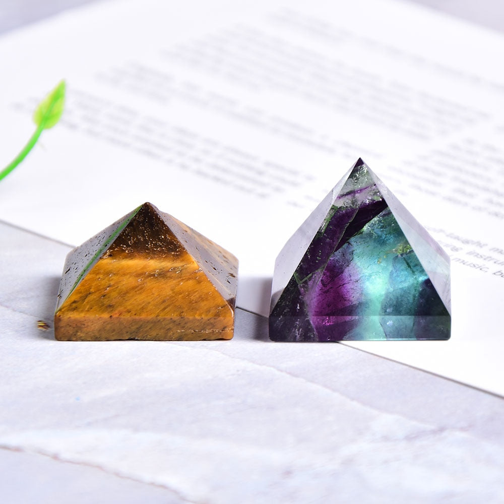 Natural Fluorite Crystal Pyramid Quartz Healing Stone