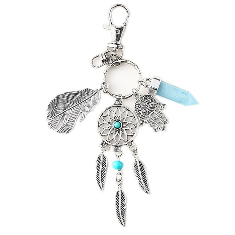 Small Handmade Feather Dream Catcher Keyring Keychain