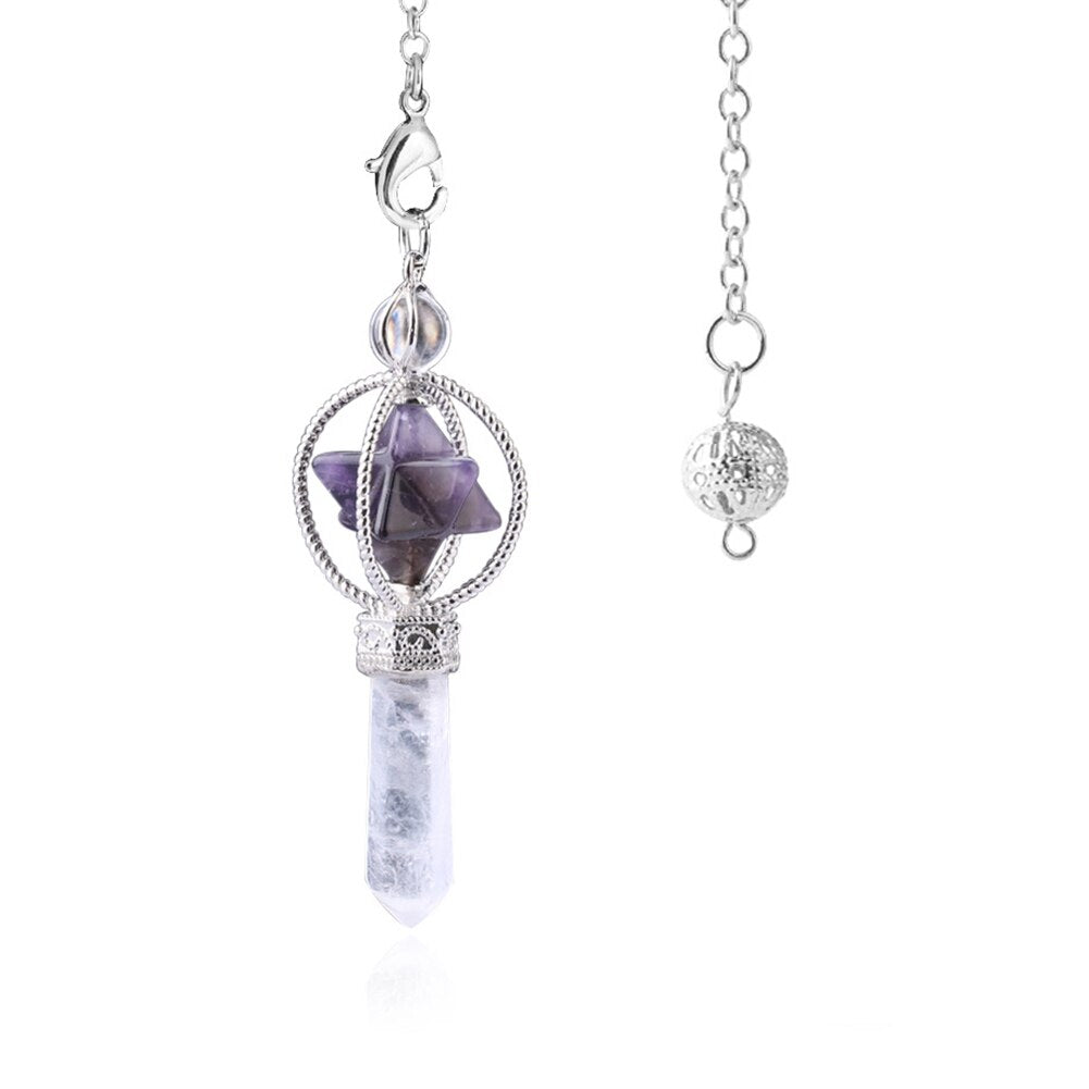 YOGA DOWSING AMULET CHARM HEALING CRYSTAL CHAIN PENDULUM