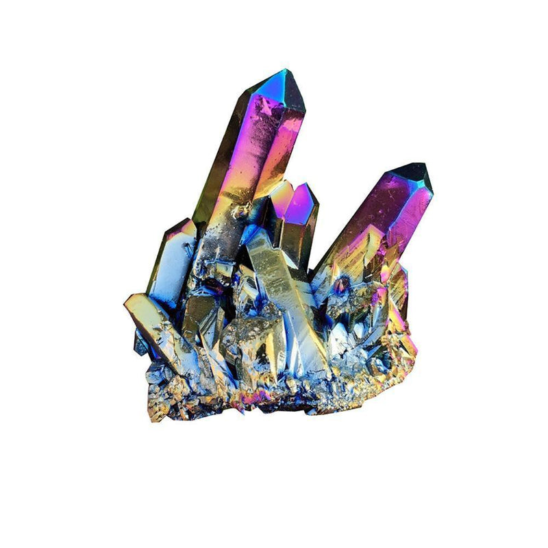 Natural Quartz Crystal Rainbow Titanium Cluster Rare Decoration Craft Reiki Stone