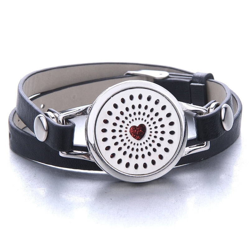 Oil Diffuser Locket Leather Bracelet