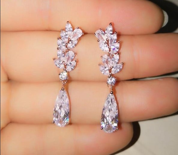 Water Drop Crystal Pendant Drop Earrings