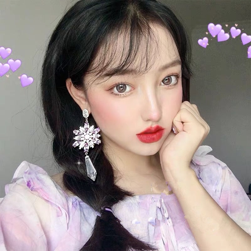 Baroque Style Retro Crystal Tassel Pendant Earrings