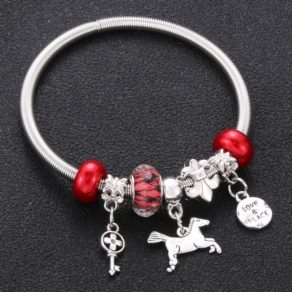 Antique Original Crown key lock Shape 6 colors Charm Bracelets