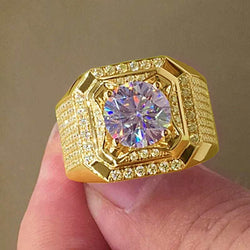 Gold 2.0 Carat White Crystal CZ Ring