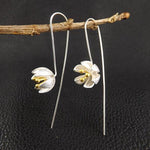 925 sterling silver Long Flower Earrings