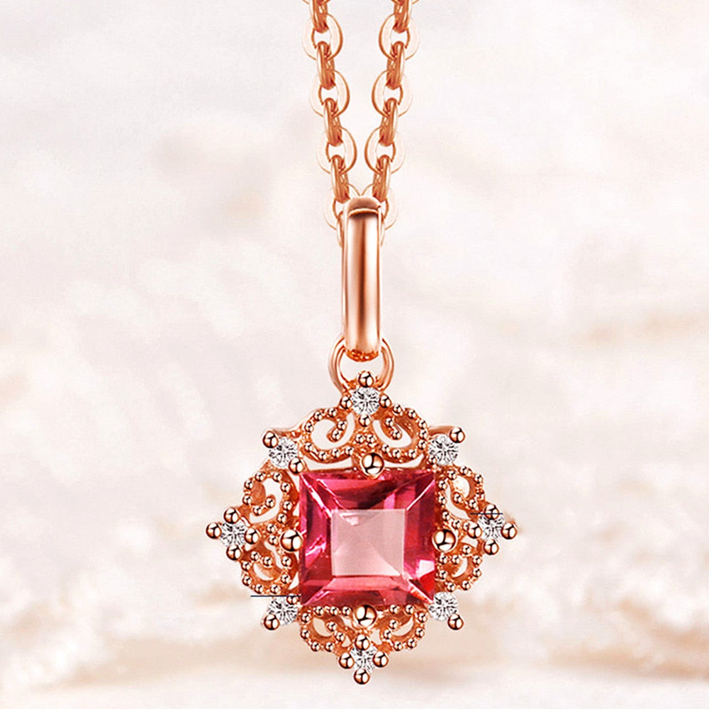 Ruby gemstones red crystal pendant necklaces
