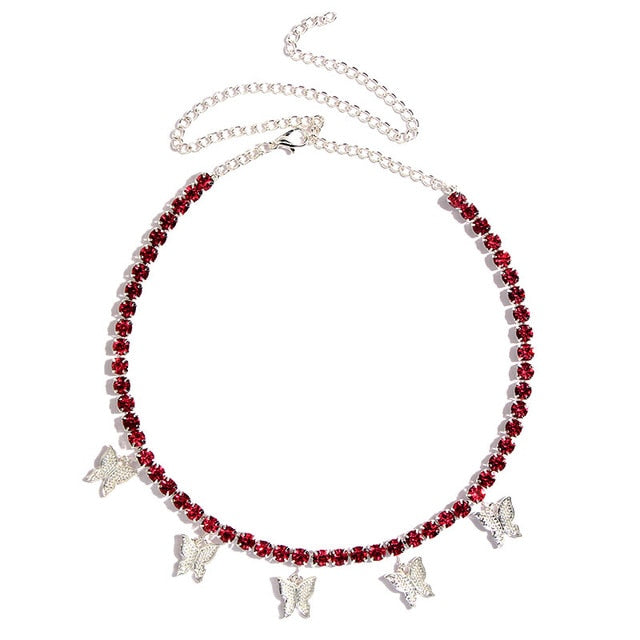 Iced Out Butterfly Choker Necklaces For Women