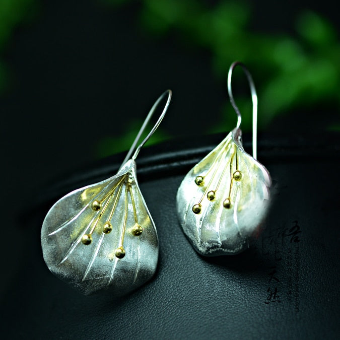 925 sterling silver Long Flower Earrings