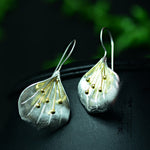925 sterling silver Long Flower Earrings