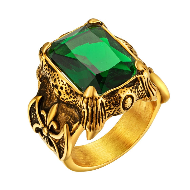 Men's Gold Color Vintage Gothic Dragon Claw Biker ring