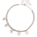 Iced Out Butterfly Choker Necklaces For Women