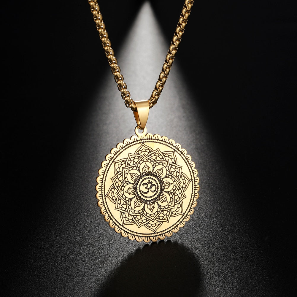 Vintage Buddhism Mandala Yoga Pendant OM Necklace