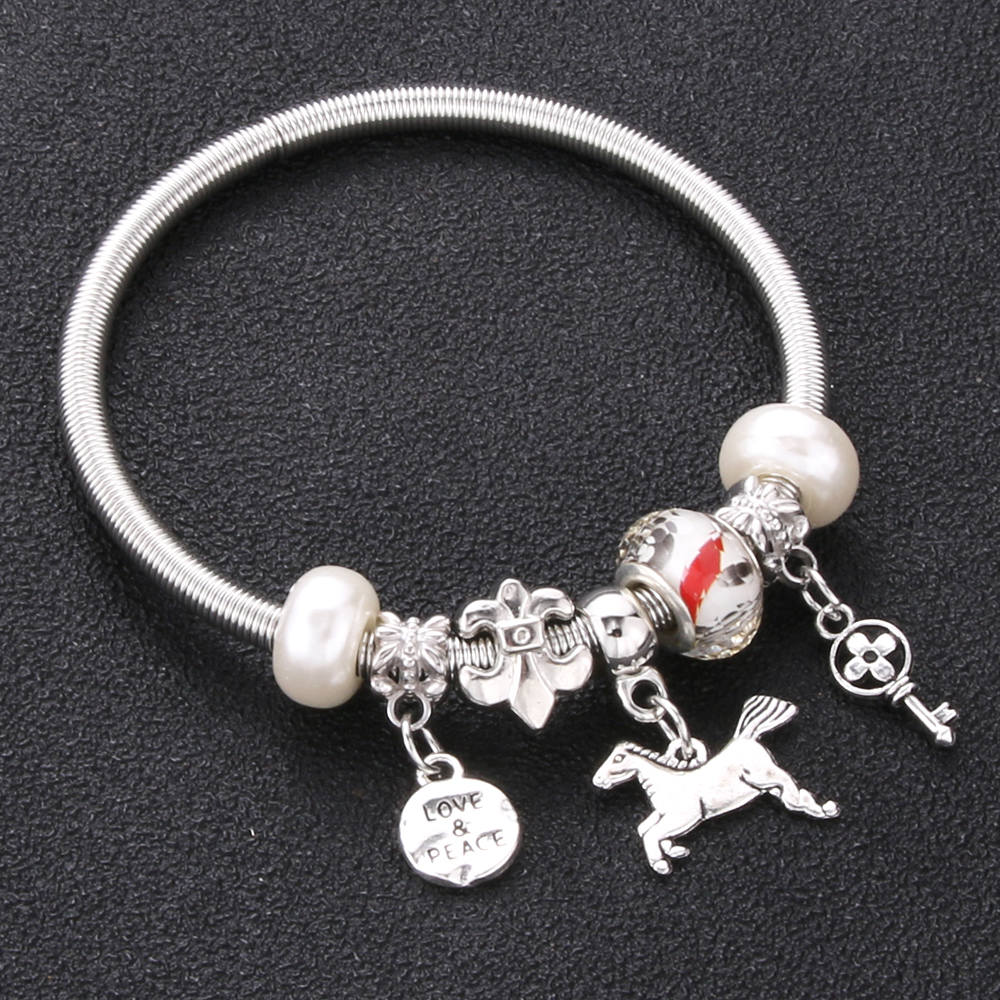 Antique Original Crown key lock Shape 6 colors Charm Bracelets