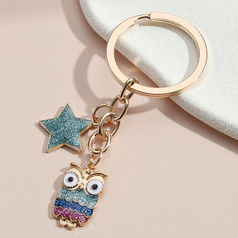 Cute Owl Star Key Ring
