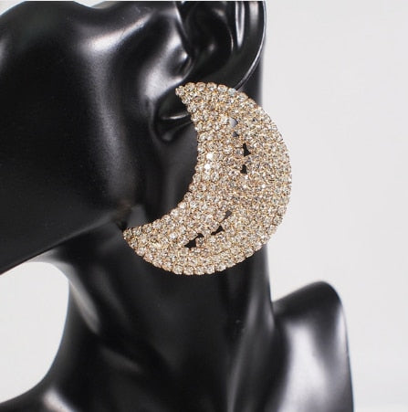 Exaggerated Crystal Geometric Flower Stud Earrings
