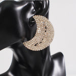 Exaggerated Crystal Geometric Flower Stud Earrings