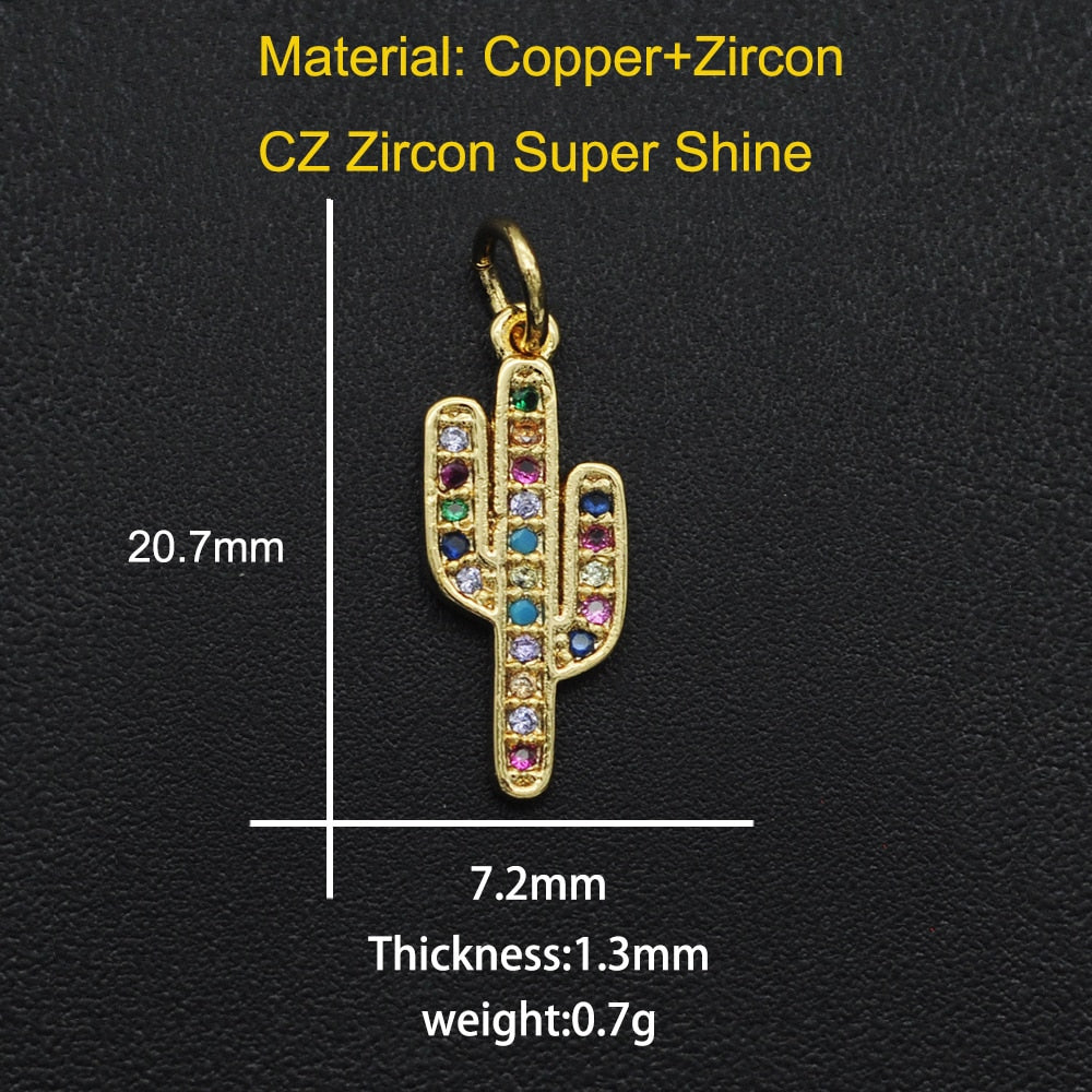 CZ Charms Cactus Necklace Pendant