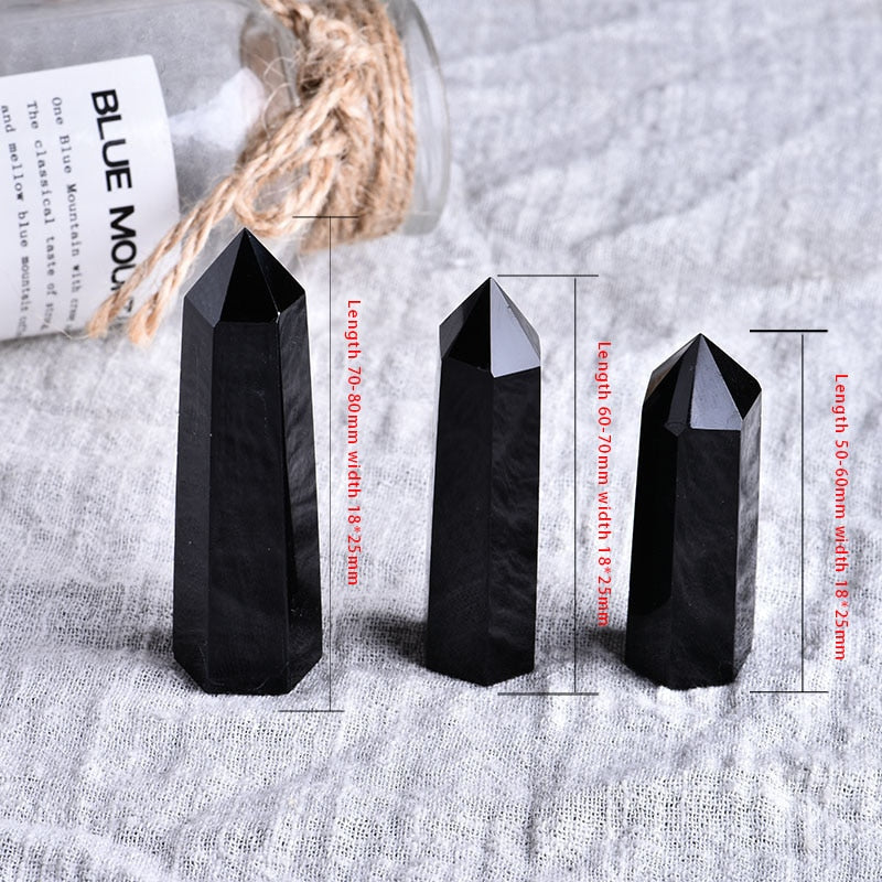 Natural Rock Obsidian Hexagonal Column Crystal Point