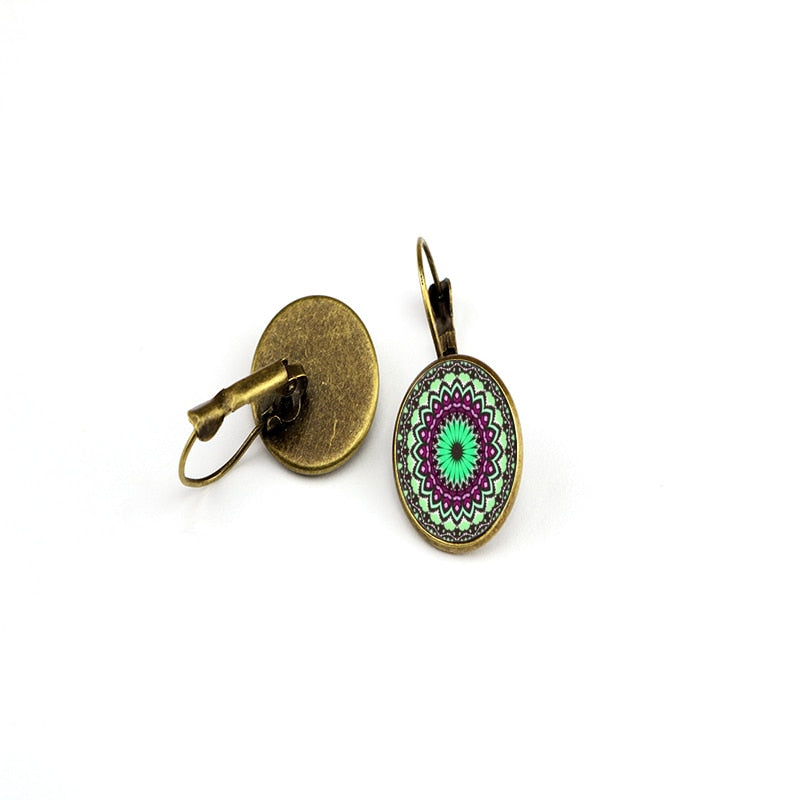 Blue Mandala Print Art Earring