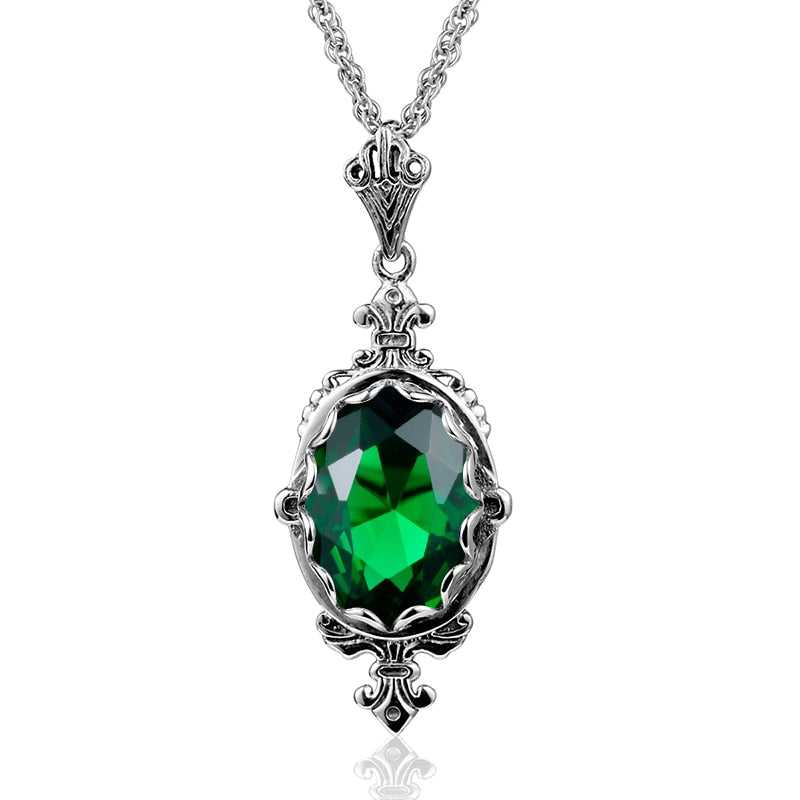 Carved Purple Gems Pendants Necklace