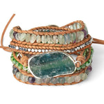 Aventurine Bead Leather Wrap Bracelet