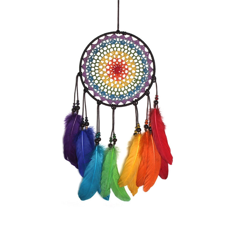 Handmade Lace Dream Catcher Feather Bead Hanging Decoration Ornament Gift Colorful Craft Dreamcatcher Heart Wind Chimes