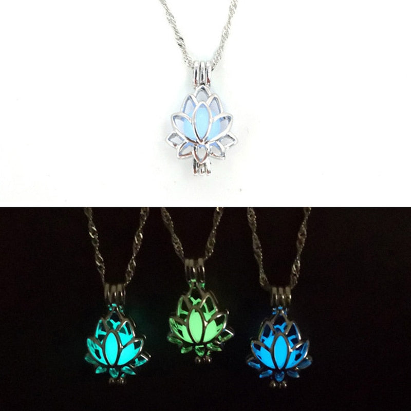 Luminous Glowing In The Dark Moon Lotus Flower Shaped Pendant