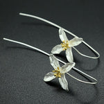 925 sterling silver Long Flower Earrings