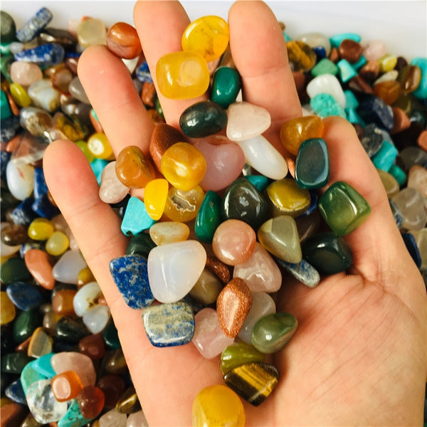 Attention: Size may be slight inaccuracy due to different batches of the products, or hand measurementTumbled gemstone mixed stones natural rainbow  colorful rock mineral agate for chakra healing