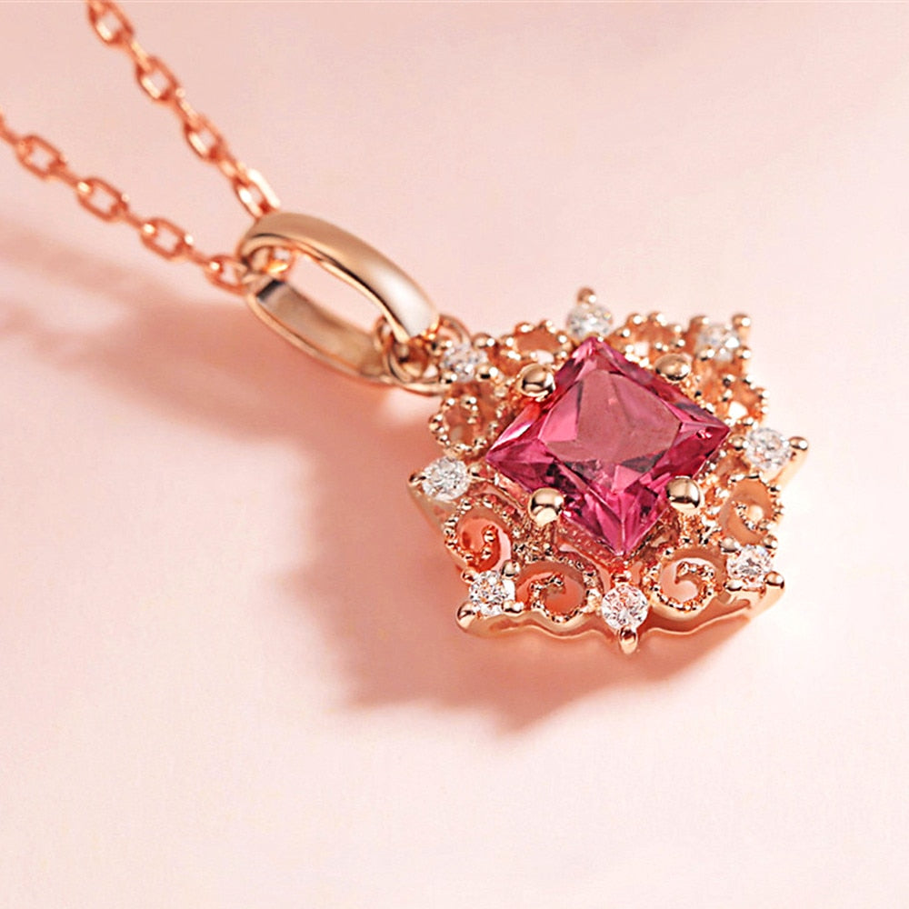 Ruby gemstones red crystal pendant necklaces