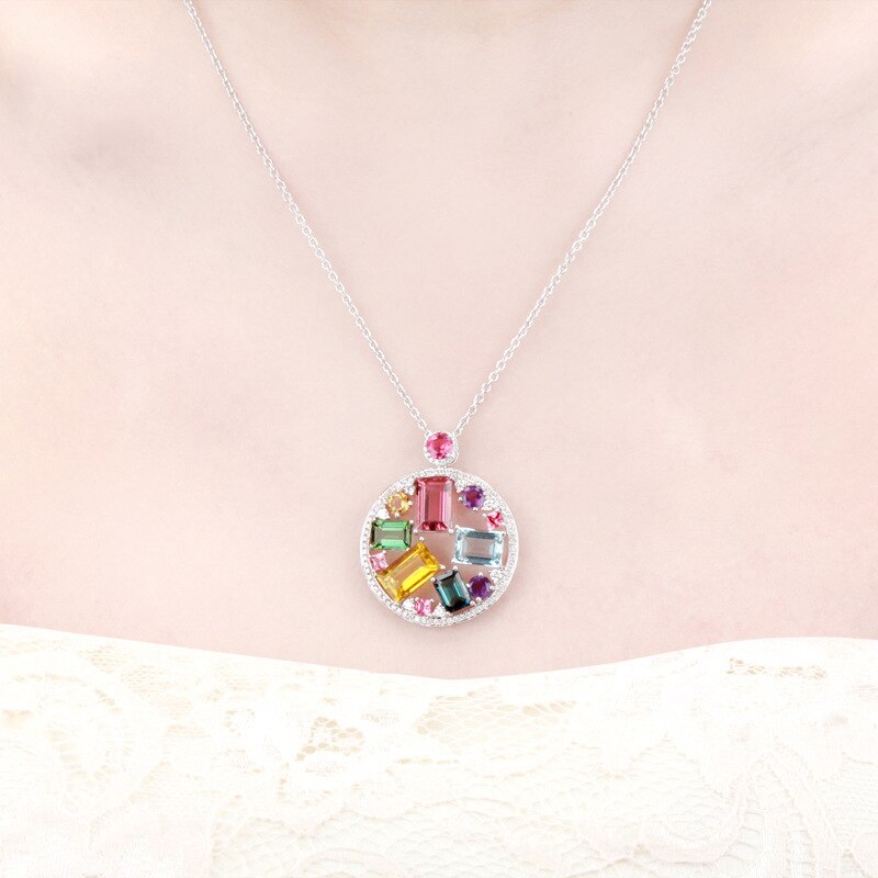 Colorful Jewel Round Pendant