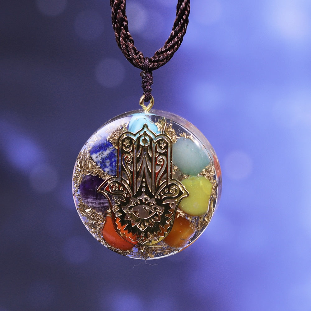 Orgonite Pendant  7 Chakra Necklace