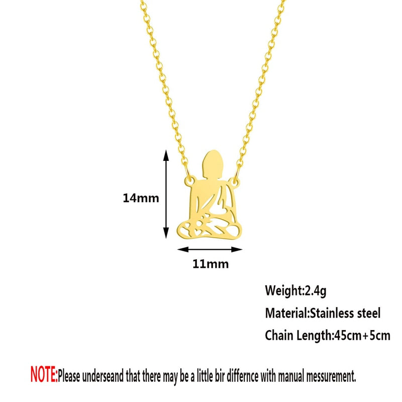 Stainless Steel Meditation Buddha Pendant Necklace
