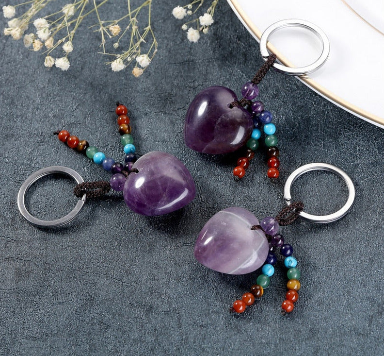 Crystals Stone Love Heart Keychain