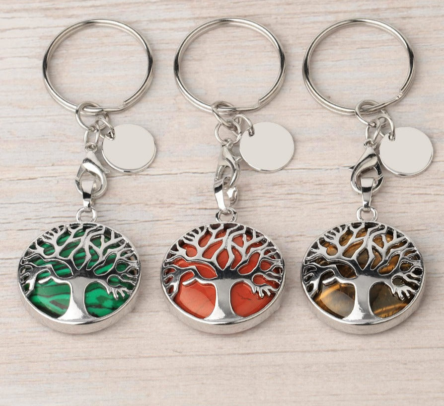 Luxury Crystal Stone Tree of Life Keychain